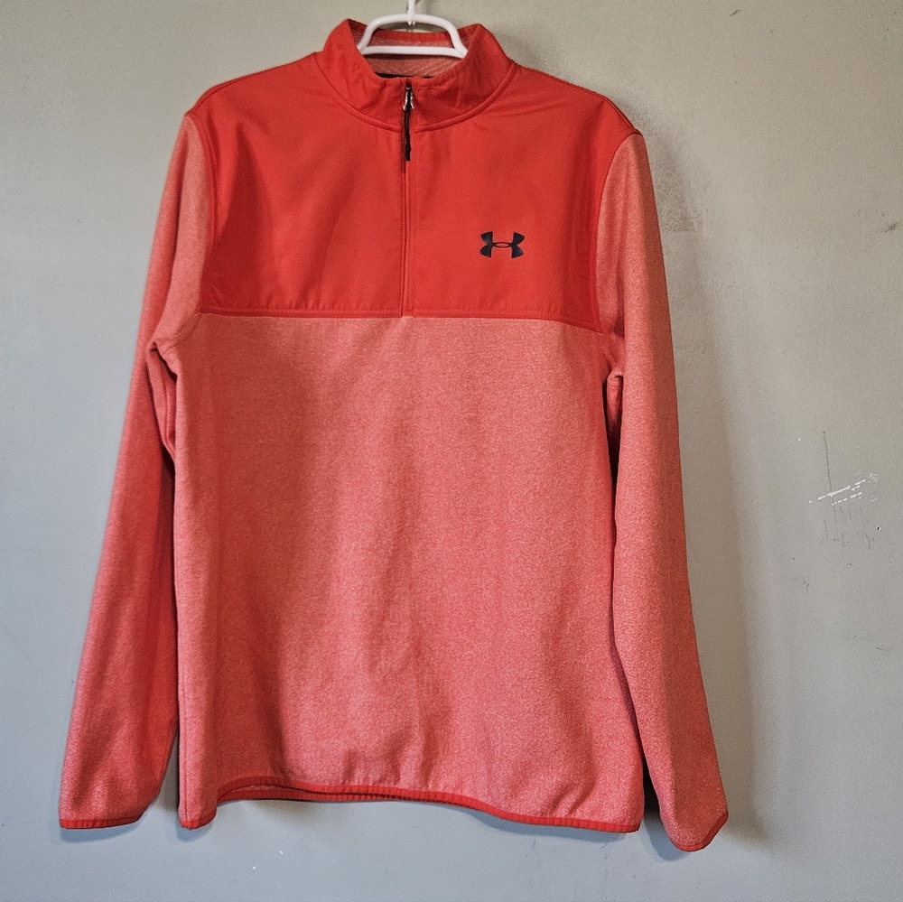 💙Under Armour Men's XL Coldgear Loose Long Sleeve orange Pullover Fleece💚